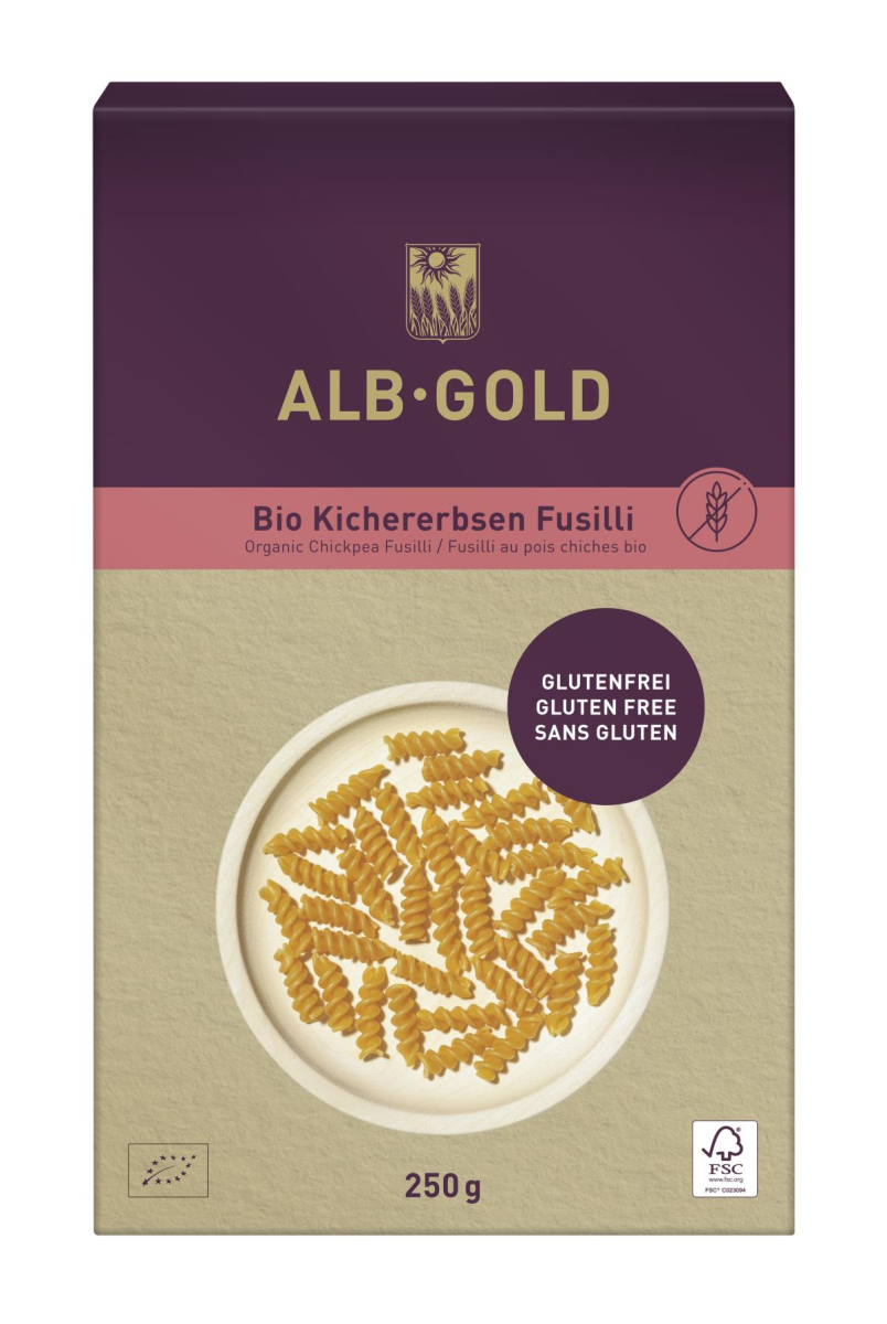 Kichererbsen Fusilli -Nudeln aus Hülsenfrüchten glutenfrei
