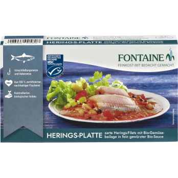 Herings-Platte m. Gemüsebeilag -Fisch in Dose