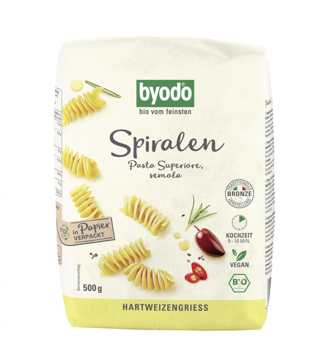 Byodo Spirelle semola, Hartweizen Nudeln