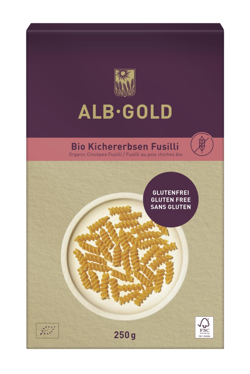 Kichererbsen Fusilli -Nudeln aus Hülsenfrüchten glutenfrei
