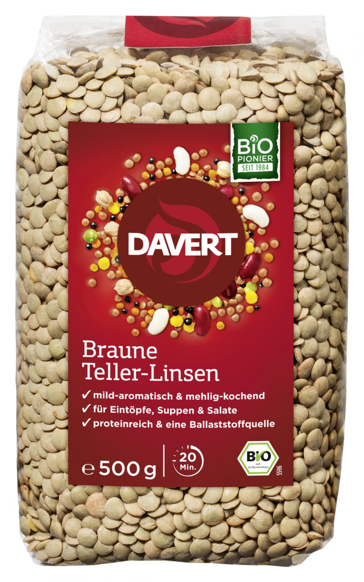 Davert Braune Teller-Linsen, 500g