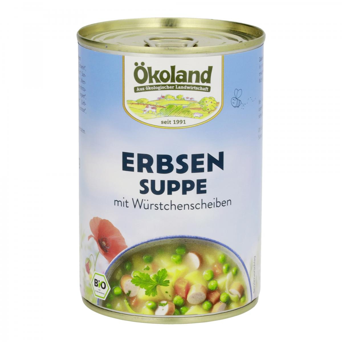 Erbsensuppe m. Würstchenscheiben in 400g Dose