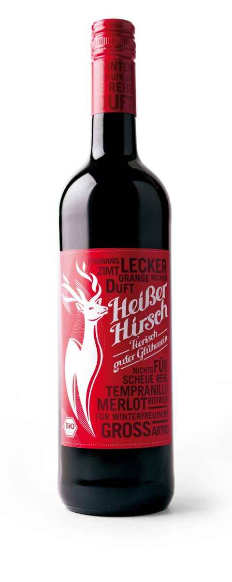 Heißer Hirsch rot, 0,75l - Glühwein