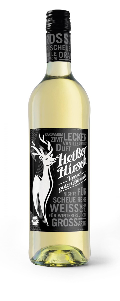 Heißer Hirsch weiß 0,75l - weißer Glühwein