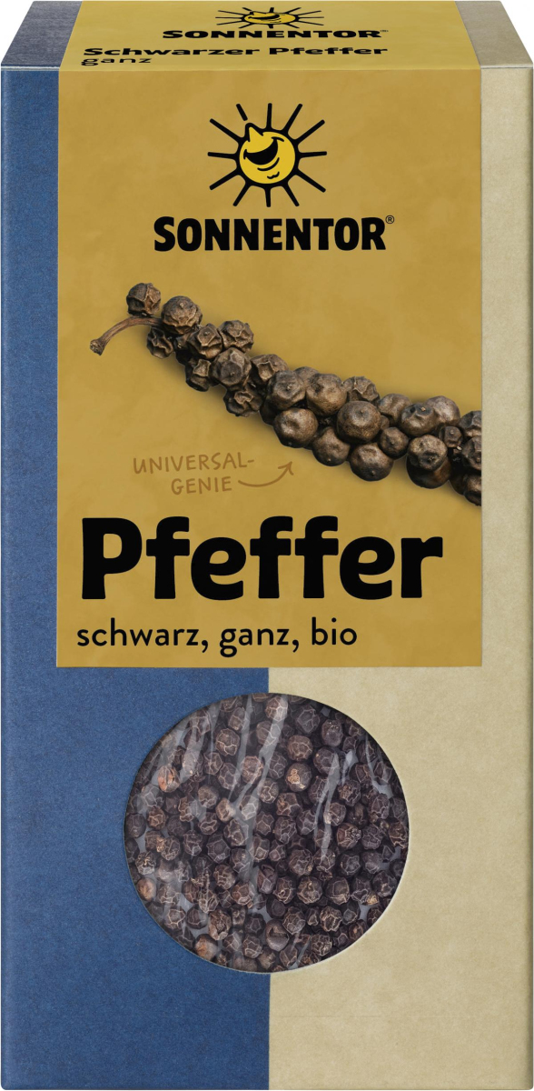Pfeffer schwarz, ganze Körner; Sonnentor Gewürze